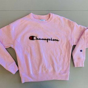 Champion Reverse Weave Crewneck Sweatshirt Logo Womens Sz XS Pink Red EXCELLENT